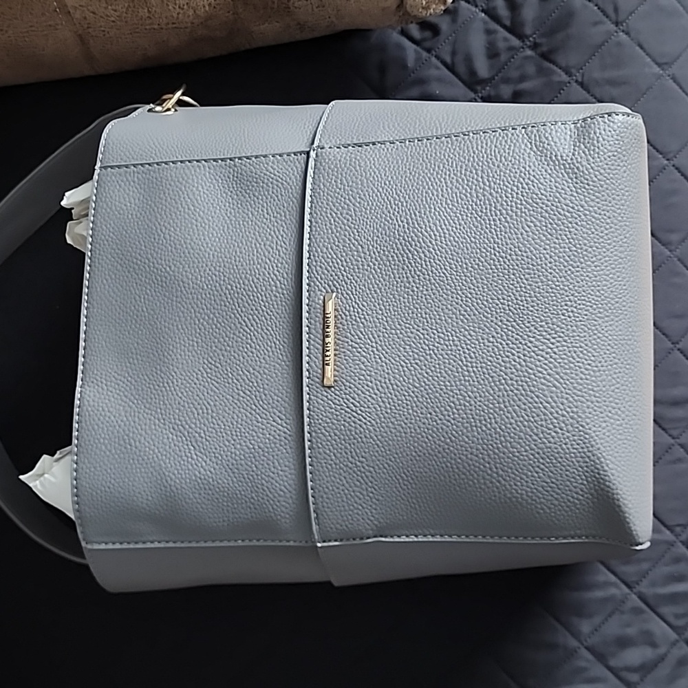 Alexis Bendel Gray Vegan Leather "Hobo" Handbag Purse NWOT